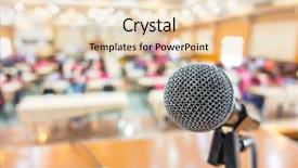 Presentation with conference - Cool new PPT layouts with symposium - black microphone in conference room backdrop and a lemonade colored foreground