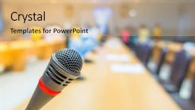  Presentation with conference - PPT layouts featuring discourse - black microphone in conference room background and a lemonade colored foreground
