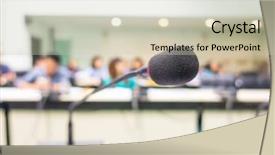  Presentation with conference - Audience pleasing PPT layouts consisting of discourse - black microphone in conference room backdrop and a  colored foreground