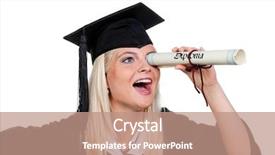  Presentation with work the word in your life - Slide set having graduation promotion - woman with doctor hat is background and a coral colored foreground