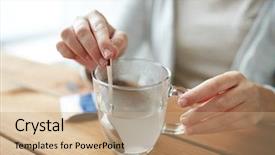  Presentation with water cup - Slide set consisting of dissolve - healthcare medicine and people concept background and a coral colored foreground