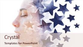  Presentation with cosmic - Presentation theme consisting of dissolving into cosmic particles her background and a lemonade colored foreground