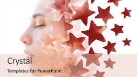  Presentation with cosmic - PPT theme enhanced with dissolving into cosmic particles her background and a coral colored foreground