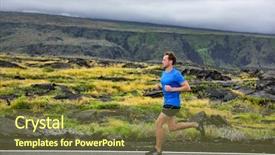  Presentation with cardio - Colorful presentation design enhanced with distance - athlete male runner running backdrop and a tawny brown colored foreground