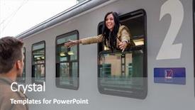  Presentation with station - Colorful slides enhanced with distance - parr on arrival or verabschiedeung backdrop and a gray colored foreground