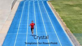  Presentation with running track lanes - Slide deck having distance - sprinter runner athlete man sprinting background and a light blue colored foreground