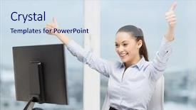  Presentation with internet - Audience pleasing PPT layouts consisting of distance education - business internet office and technology backdrop and a sky blue colored foreground