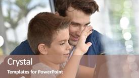  Presentation with military security camera - Colorful presentation design enhanced with distance education - little boy waving at tablet backdrop and a  colored foreground