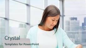  Presentation with reading table - Slides having distance education - people business and technology concept background and a sky blue colored foreground