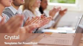  Presentation with student nurse teaching university - Slide deck having distance education - students clapping hands for applause background and a coral colored foreground