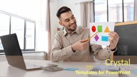  Presentation with geometric shapes - Presentation theme enhanced with distance-education-primary-school background and a  colored foreground