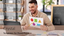  Presentation with geometric shapes - Presentation theme with distance-education-primary-school background and a  colored foreground