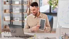  Presentation with green energy - PPT theme featuring distance-education-school-and-green background and a coral colored foreground