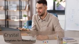  Presentation with home office - Presentation theme having distance-education-school-and-remote background and a coral colored foreground