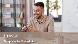  Presentation with home office - PPT theme with distance-education-school-and-remote background and a coral colored foreground