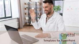  Presentation with home office - Presentation consisting of distance-education-school-and-science background and a coral colored foreground