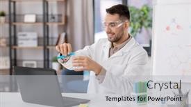  Presentation with home office - Presentation theme enhanced with distance-education-school-and-science background and a light gray colored foreground