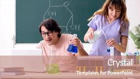  Presentation with classroom - PPT layouts having distance formula - two chemists students in classroom background and a  colored foreground