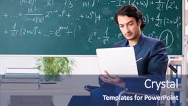  Presentation with special needs wheelchair children - Slide deck with distance formula - young handsome man in wheelchair background and a ocean colored foreground