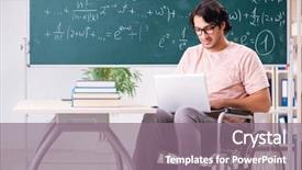  Presentation with wheelchair - Slide deck consisting of distance formula - young handsome man in wheelchair background and a gray colored foreground