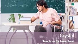 Presentation with wheelchair - PPT layouts enhanced with distance formula - young handsome man in wheelchair background and a gray colored foreground