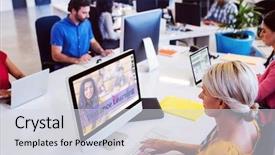  Presentation with distance learning - Beautiful theme featuring distance learning - composite image of online courses backdrop and a sky blue colored foreground