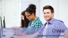  Presentation with education - Cool new PPT theme with distance learning - education concept - student backdrop and a light blue colored foreground