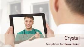  Presentation with video transmission - Presentation consisting of distance learning - man having video chat background and a lemonade colored foreground