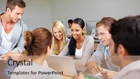  Presentation with study - Cool new slides with distance learning - students in study group backdrop and a coral colored foreground