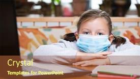  Presentation with distance learning - Cool new presentation theme with distance-learning-online-education-school backdrop and a tawny brown colored foreground