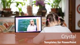  Presentation with distance-learning - Slide set enhanced with distance-learning-online-education-school background and a red colored foreground