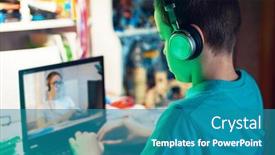  Presentation with distance learning - Presentation theme consisting of distance-learning-or-online-education background and a teal colored foreground