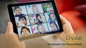  Presentation with distance learning - Theme having distance-learning-school-children-online background and a coral colored foreground