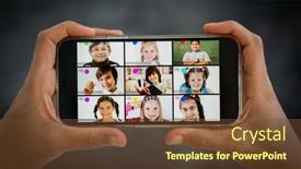  Presentation with distance learning - Colorful PPT theme enhanced with distance-learning-school-children-online backdrop and a tawny brown colored foreground