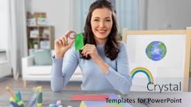  Presentation with tape - Beautiful theme featuring distant-education-school-and-people backdrop and a  colored foreground