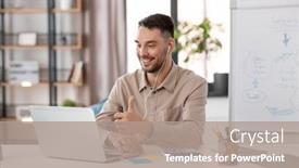  Presentation with home office - PPT layouts featuring distant-education-school-and-remote background and a coral colored foreground