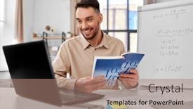 Presentation with math book - PPT theme enhanced with distant-education-school-and-remote background and a  colored foreground