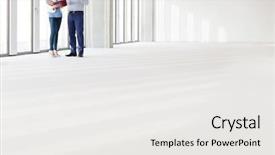  Presentation with people - PPT layouts consisting of distant image of business people background and a white colored foreground