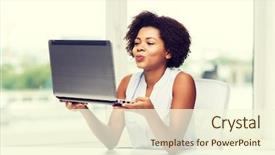  Presentation with computer love - PPT layouts consisting of distant relationship online communication background and a cream colored foreground