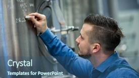  Presentation with tank - PPT theme featuring distillery - attentive maintained worker writing background and a ocean colored foreground