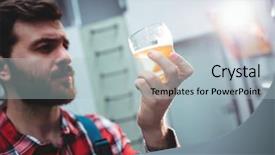  Presentation with brewery - Slide set with distillery - young manufacturer holding beer glass background and a light blue colored foreground