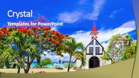  Presentation with scenery - Amazing PPT theme having distinct - scenery of beautiful mauritius island backdrop and a cobalt blue colored foreground