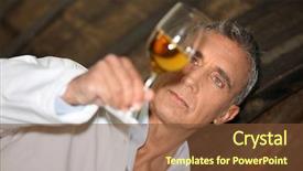  Presentation with wine tasting - Slides having olfaction - man tasting wine background and a tawny brown colored foreground