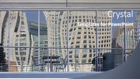  Presentation with san francisco - PPT layouts with distorted cityscape of san francisco as reflected by building windows background and a gray colored foreground