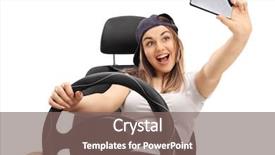  Presentation with seat belt in car safety - PPT layouts consisting of distracted driving - cheerful girl sitting background and a gray colored foreground