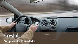  Presentation with distracted driving - Slide set consisting of distracted driving - driver using cell phone background and a violet colored foreground