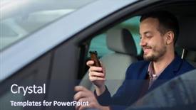  Presentation with distracted driving - PPT theme having distracted driving - handsome young man looking background and a tawny brown colored foreground