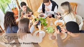  Presentation with look - PPT theme enhanced with distracted-friends-all-look background and a coral colored foreground