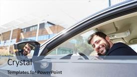  Presentation with distracted driving - PPT theme enhanced with distraction - car driver is distracted while background and a light blue colored foreground