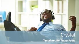  Presentation with music african american jazz musician - Audience pleasing slides consisting of distraction - cheerful african american businessman listening backdrop and a light blue colored foreground